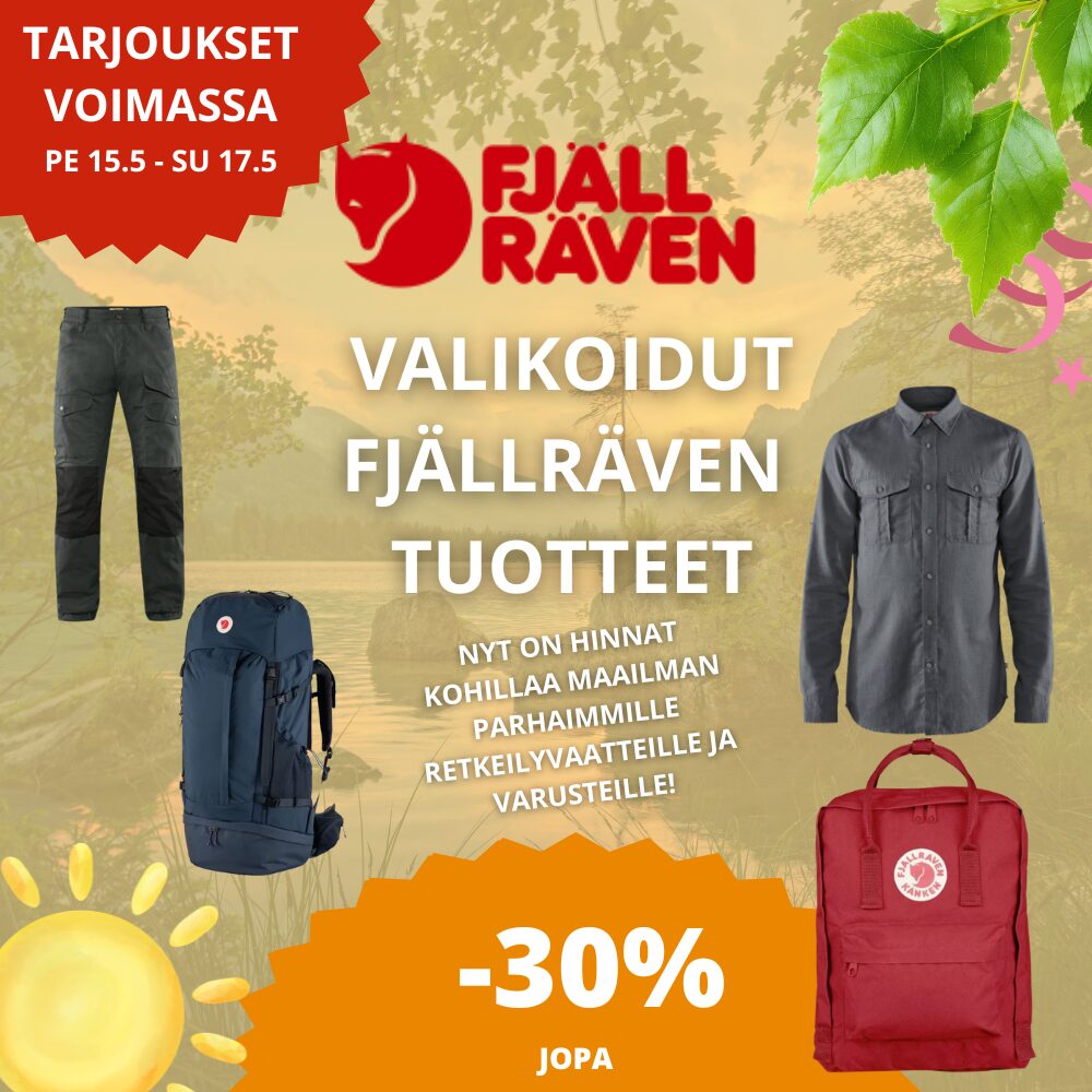 Kala-Kallen kesäkauden avajaistarjoukset 15.5-17.5 fjällräven