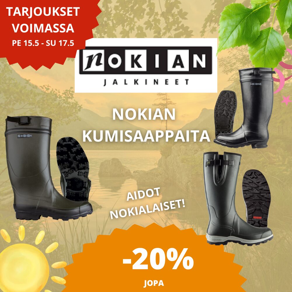 Kala-Kallen kesäkauden avajaistarjoukset 15.5-17.5 nokian saappaat