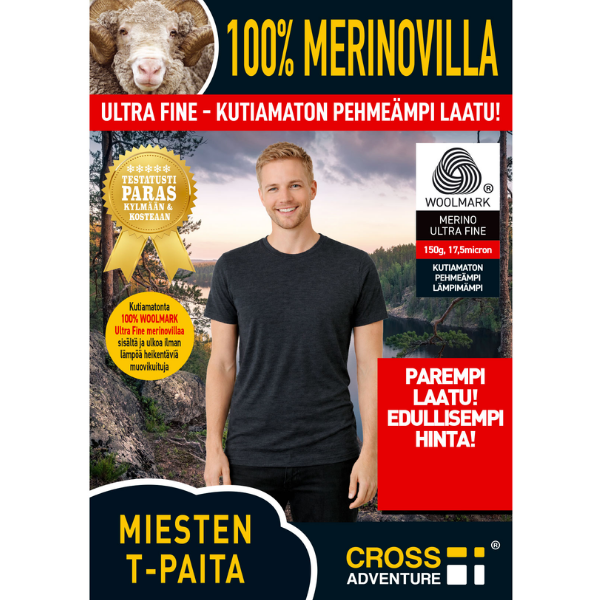Cross Adventure Miesten merinovilla t-paita