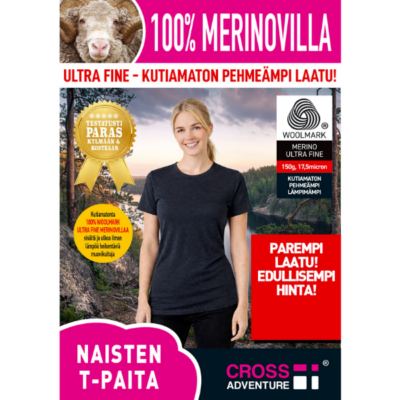 Cross Adventure naisten merinovilla t-paita